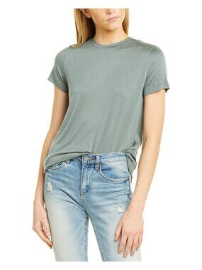 Three Dots Womens T-Shirt Short Sleeve Sage Green Solid Crewneck Size Medium